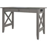 Lexi X Design Desk with Drawer & Charging Station in Grey Finish Wood