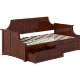 Cambridge Twin Daybed with 2 Drawers in Walnut Finish Wood