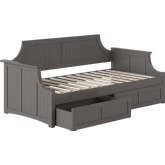 Cambridge Twin Daybed with 2 Drawers in Grey Finish Wood