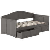 Nantucket Twin Daybed with 2 Drawers in Grey Finish Wood