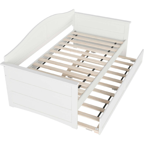 Acadia Twin Daybed with Twin Trundle in White Finish Wood