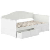Acadia Twin Daybed with 2 Drawers in White Finish Wood