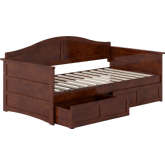 Acadia Twin Daybed with 2 Drawers in Walnut Finish Wood
