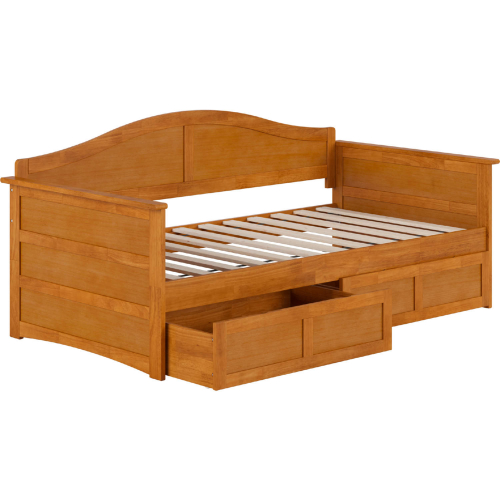Acadia Twin Daybed with Storage Drawers in Light Toffee Wood