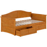 Acadia Twin Daybed with Storage Drawers in Light Toffee Wood