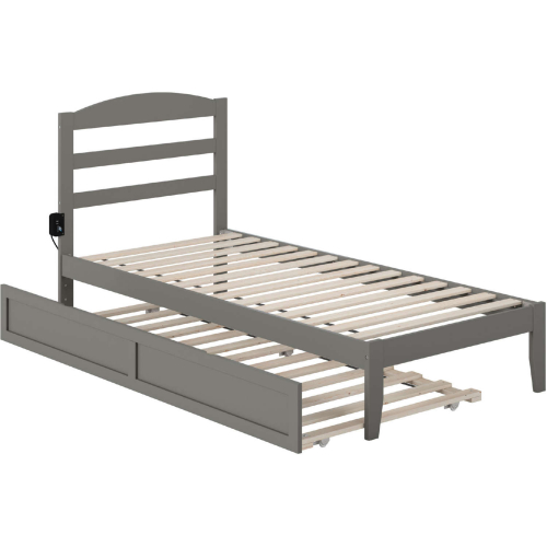 Warren Twin XL Bed with Twin XL Trundle in Grey Finish