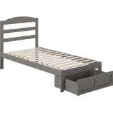 Warren Twin Bed with Foot Drawer in Grey Finish