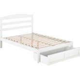 Warren Full Bed with Foot Drawer in White Finish