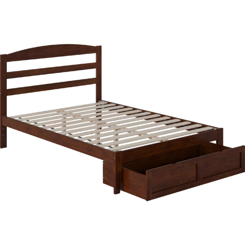 Warren Full Bed with Foot Drawer in Walnut Finish