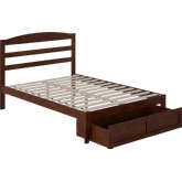 Warren Full Bed with Foot Drawer in Walnut Finish