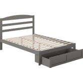 Warren Full Bed with Foot Drawer in Grey Finish
