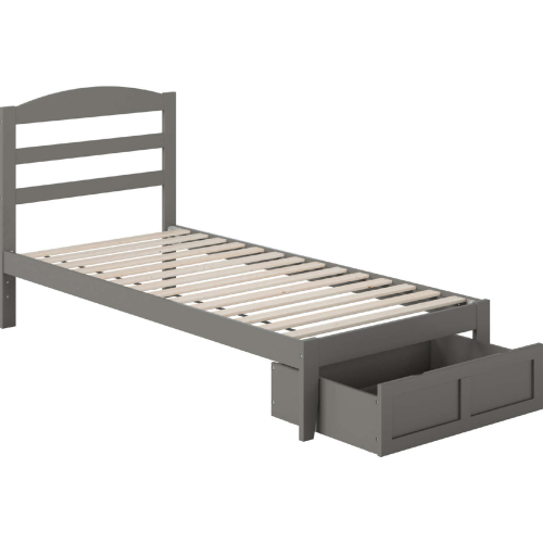 Warren Twin XL Bed with Foot Drawer in Grey Finish