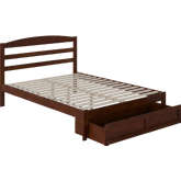 Warren Queen Bed with Foot Drawer in Walnut Finish