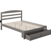 Warren Queen Bed with Foot Drawer in Grey Finish