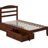 Warren Twin Bed with 2 Drawers in Walnut Finish
