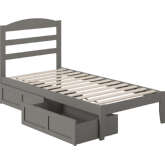 Warren Twin Bed with 2 Drawers in Grey Finish