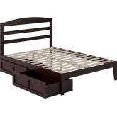 Warren Full Platform Bed with 2 Storage Drawers in Espresso