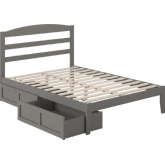 Warren Full Bed with 2 Drawers in Grey Finish