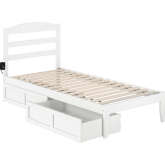 Warren Twin XL Bed with 2 Drawers in White Finish