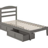 Warren Twin XL Bed with 2 Drawers in Grey Finish