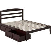 Warren Queen Platform Bed with Set of 2 Storage Drawers in Espresso