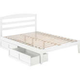 Warren Queen Bed with 2 Drawers in White Finish