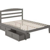 Warren Queen Bed with 2 Drawers in Grey Finish