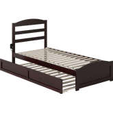Warren Twin XL Platform Bed with Footboard & Twin XL Trundle in Espresso