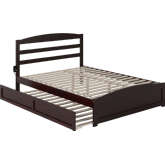 Warren Queen Platform Bed with Footboard & Twin XL Trundle in Espresso