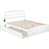 Warren Queen Bed with Footboard & Twin XL Trundle in White Finish