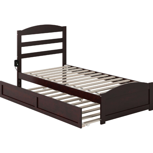 Warren Twin Platform Bed with Footboard & Twin Trundle in Espresso