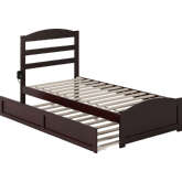 Warren Twin Platform Bed with Footboard & Twin Trundle in Espresso