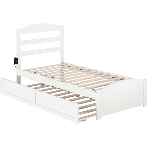 Warren Twin Bed with Footboard & Twin Trundle in White Finish