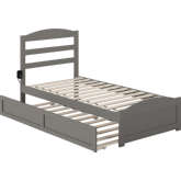 Warren Twin Bed with Footboard & Twin Trundle in Grey Finish