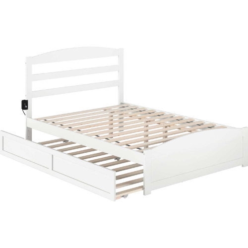 Warren Full Bed with Footboard & Twin Trundle in White Finish