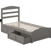 Warren Twin Bed with Footboard & 2 Drawers in Grey Finish