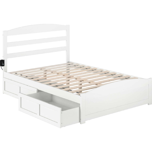 Warren Full Bed with Footboard & 2 Drawers in White Finish