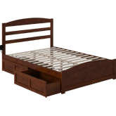 Warren Full Bed with Footboard & 2 Drawers in Walnut Finish