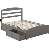 Warren Full Bed with Footboard & 2 Drawers in Grey Finish