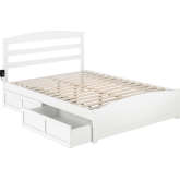 Warren Queen Bed with Footboard & 2 Drawers in White Finish
