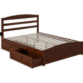 Warren Queen Bed with Footboard & 2 Drawers in Walnut Finish