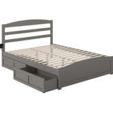 Warren Queen Bed with Footboard & 2 Drawers in Grey Finish