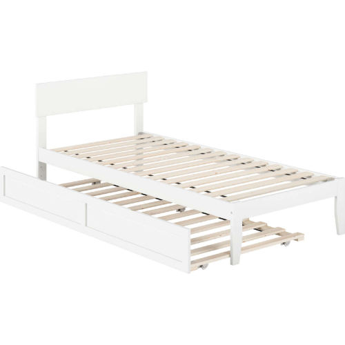 Boston Twin Extra Long Bed with Twin Extra Long Trundle in White
