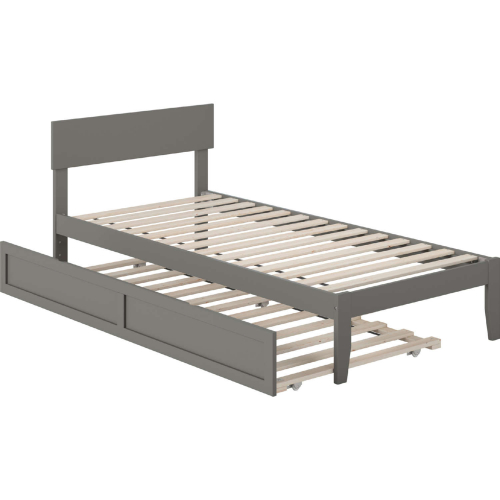 Boston Twin Extra Long Bed with Twin Extra Long Trundle in Grey