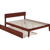 Boston Queen Bed with Twin XL Trundle in Walnut Finish