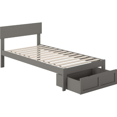Boston Twin Bed with Foot Drawer in Grey
