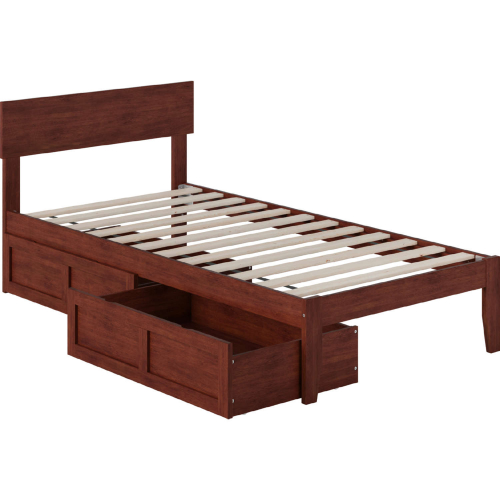 Boston Twin Bed with 2 Drawers in Walnut