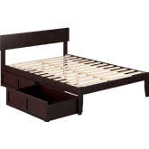 Boston Full Bed with 2 Drawers in Espresso