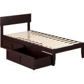 Boston Twin XL Bed with 2 Drawers in Espresso