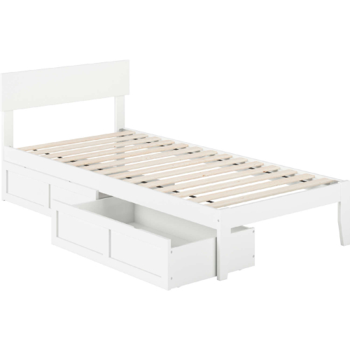 Boston Twin Extra Long Bed with 2 Extra Long Drawers in White